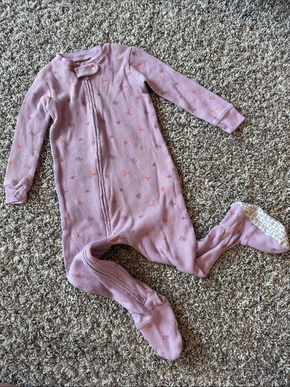 Carter's Mauve Pink Star Print Waffle-Knit Footed One-Piece